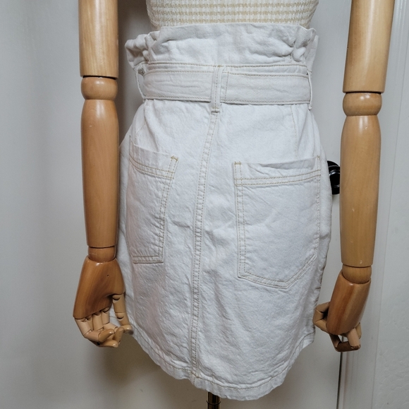Free People Paper Bag Waist Cotton Linen Blend Spring and Summer Skirt Size 8 - Picture 7 of 10